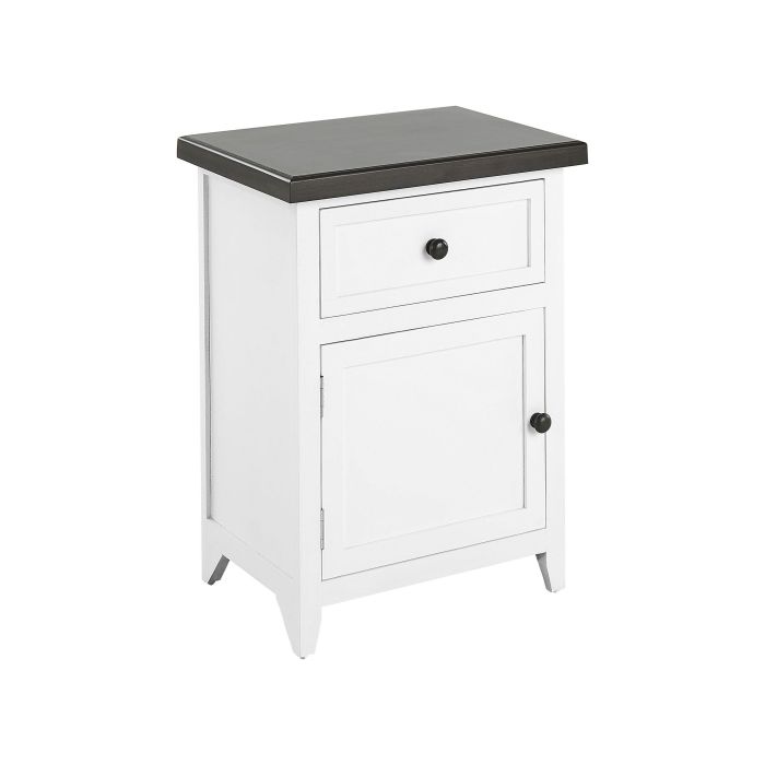 1 Drawer Bedside Table White with Brown