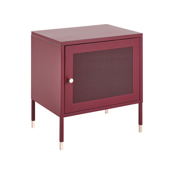 Mesh Door Steel Bedside Table Dark Red OSSETT