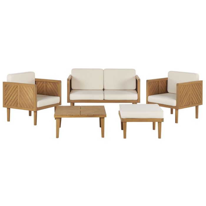 4 Seater Acacia Wood Garden Sofa Set Light BARATTI