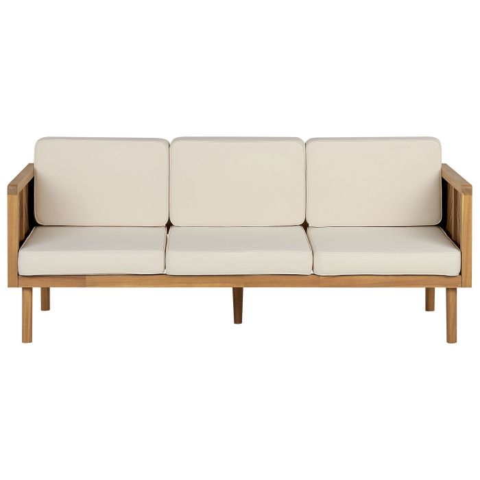 3 Seater Acacia Wood Garden Sofa Light BARATTI
