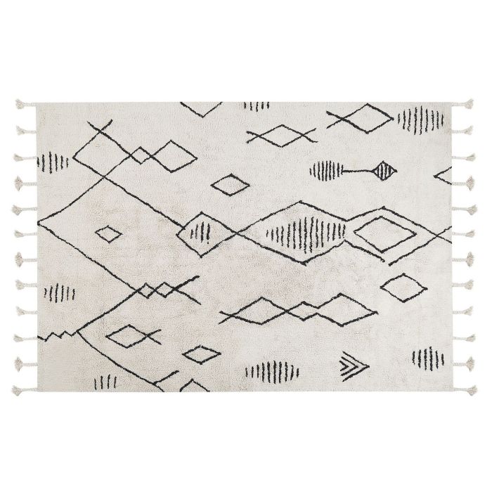 Cotton Area Rug 140x200cm Black and White