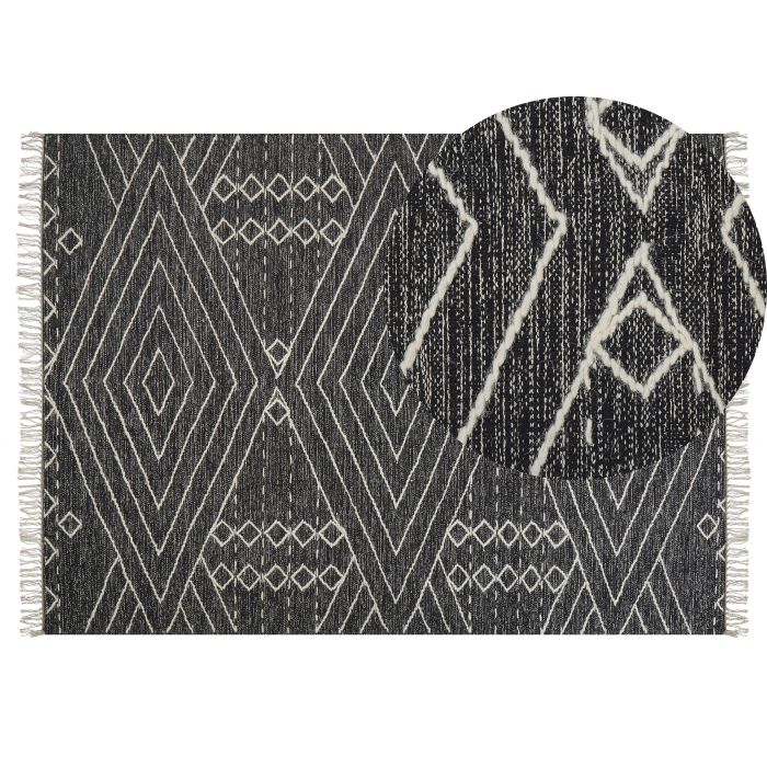 Cotton Area Rug 140x200cm Black and White