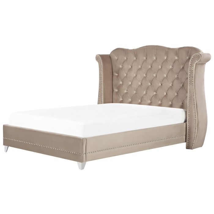 Velvet EU Super King Size Bed Taupe AYETTE