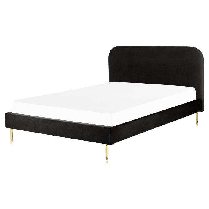 Velvet EU King Size Bed Black FLAYAT