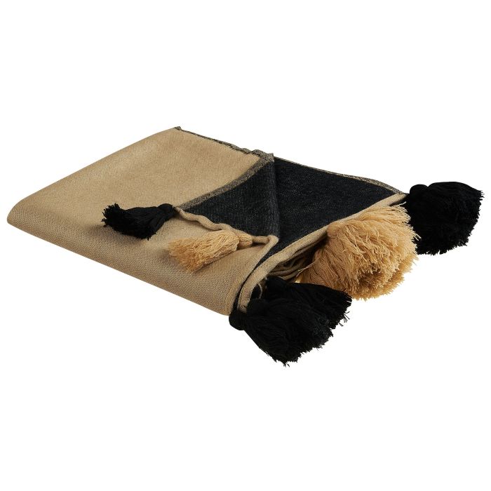 Blanket 130 x 170 cm Beige and Black THUMKI