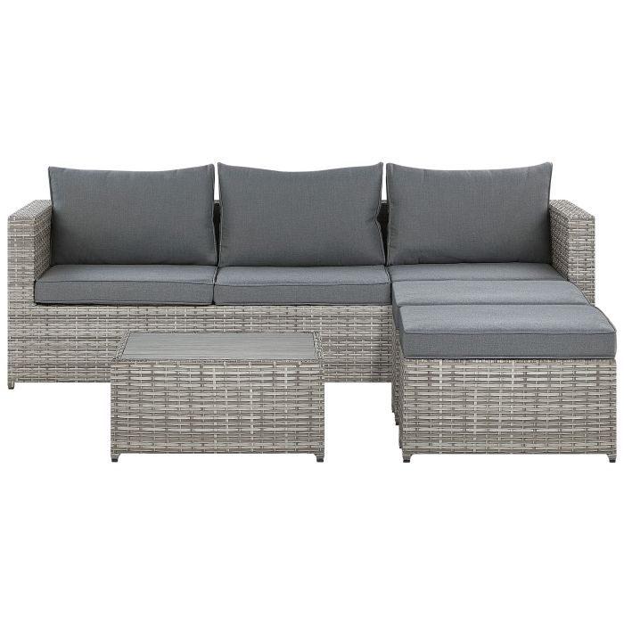 Left Hand 5 Seater PE Rattan Modular Garden Sofa Set Grey SABBIA