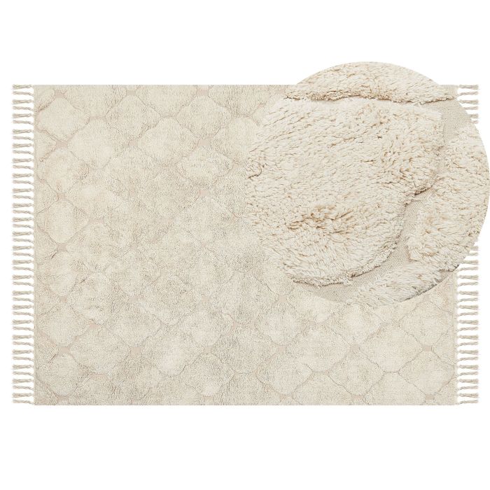 Cotton Area Rug 140x200cm Beige