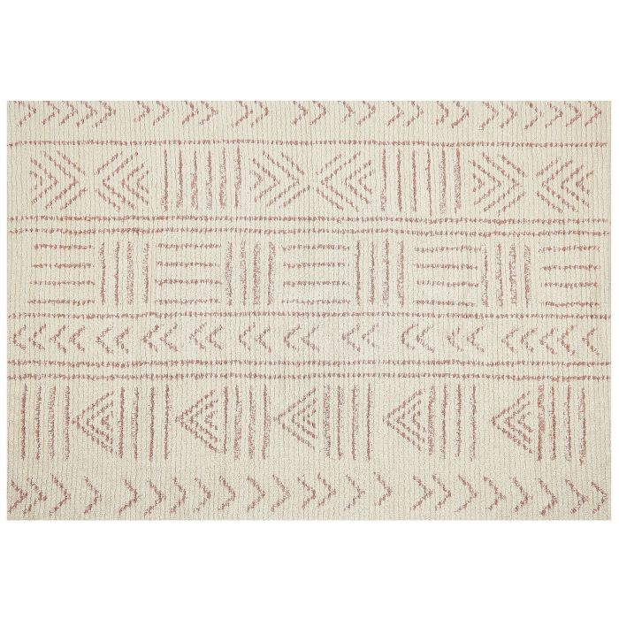 Cotton Area Rug 160x230cm Beige and Pink