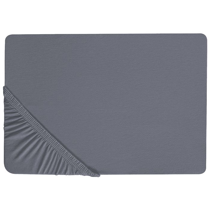 Cotton Fitted Sheet 140 x 200 cm Dark Grey JANBU