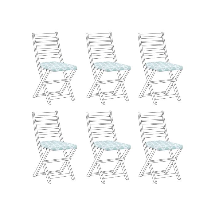 Set of 6 Outdoor Seat Pad Cushions Diamond Pattern Green and White TOLVE