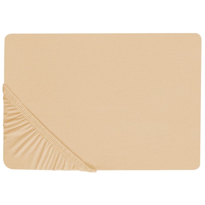 Cotton Fitted Sheet 160 x 200 cm Sand Beige JANBU