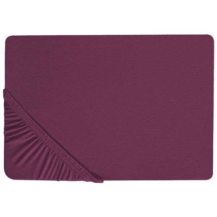 Cotton Fitted Sheet 180 x 200 cm Burgundy JANBU
