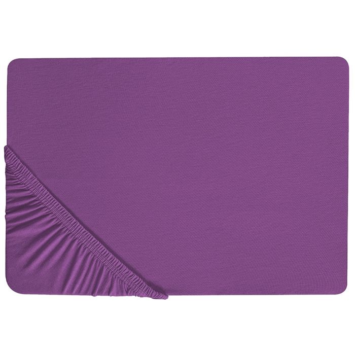 Cotton Fitted Sheet 140 x 200 cm Purple JANBU