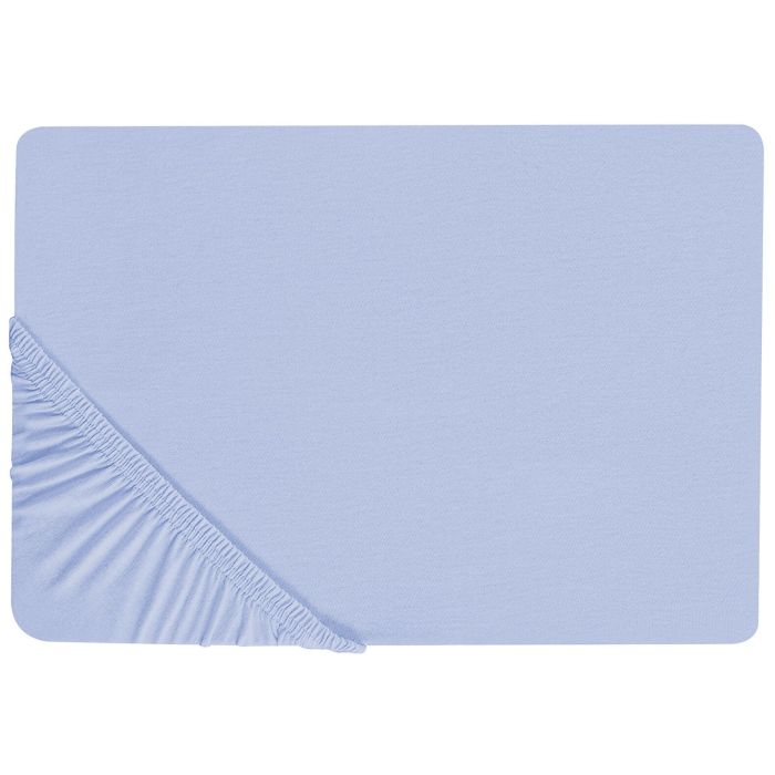 Cotton Fitted Sheet 160 x 200 cm Blue JANBU