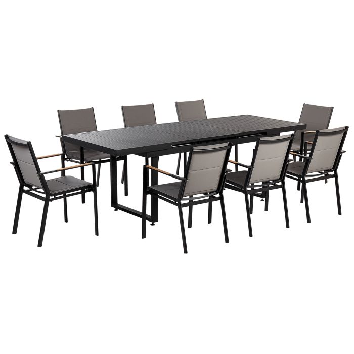 8 Seater Aluminium Garden Dining Set Black VALCANETTO/BUSSETO