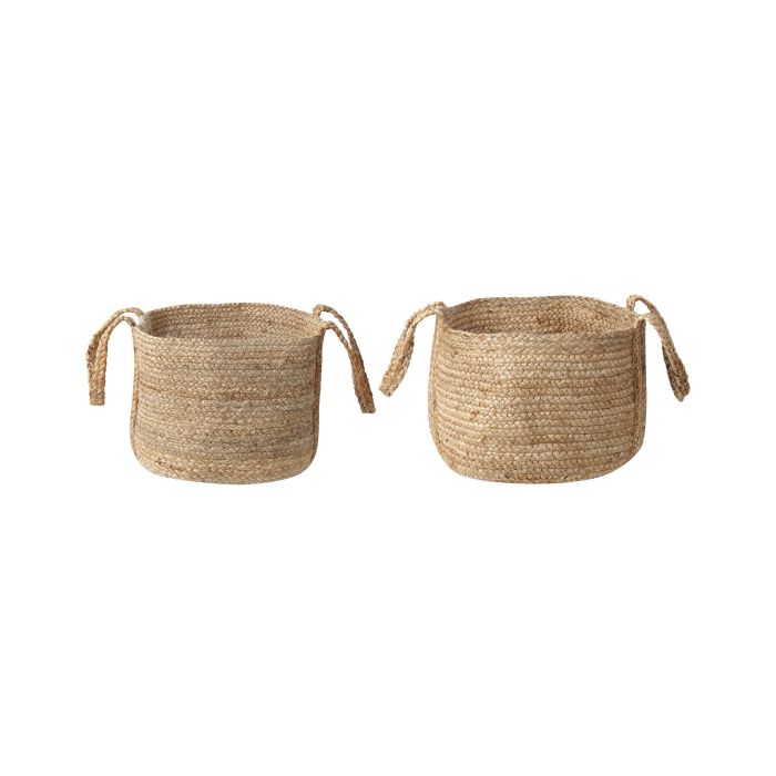 Set of 2 Jute Baskets Natural