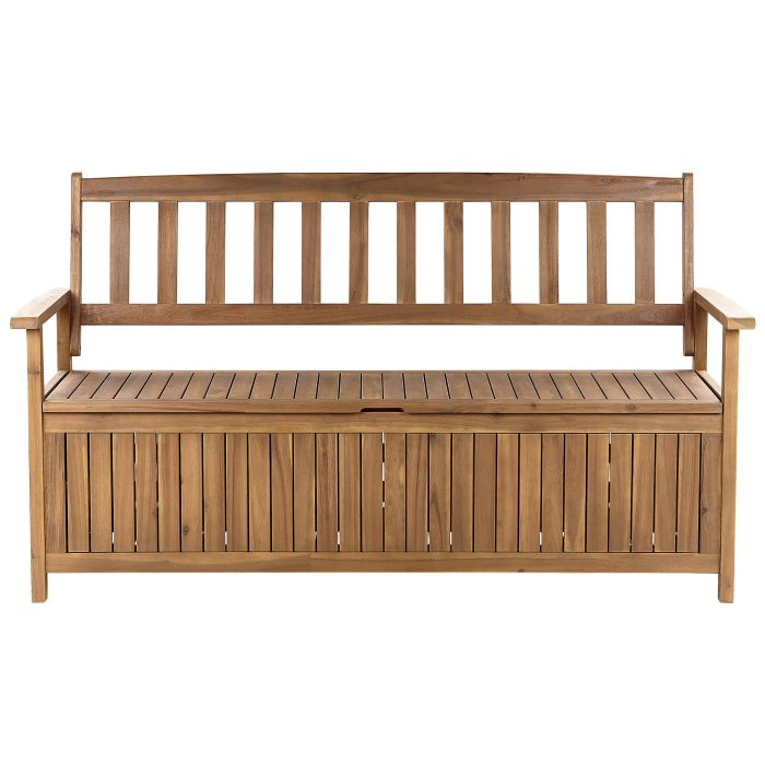 Acacia Wood Garden Bench with Storage 160 cm Light SOVANA