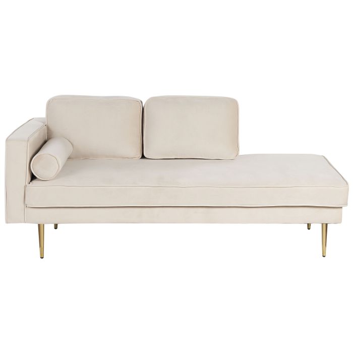 Left Hand Velvet Chaise Lounge Beige MIRAMAS