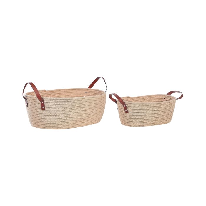 Set of 2 Cotton Baskets Beige