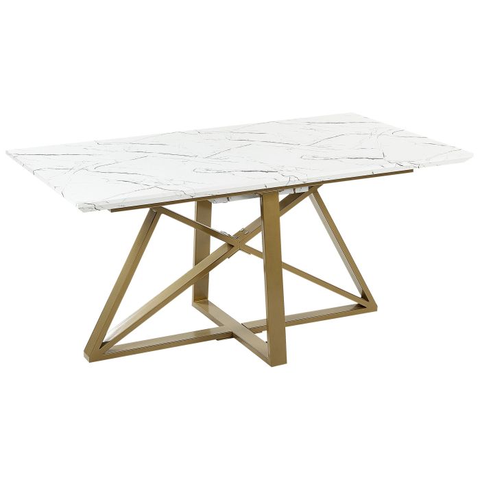 Extending Dining Table 160/200 x 90 cm Marble Effect with Gold MAXIMUS