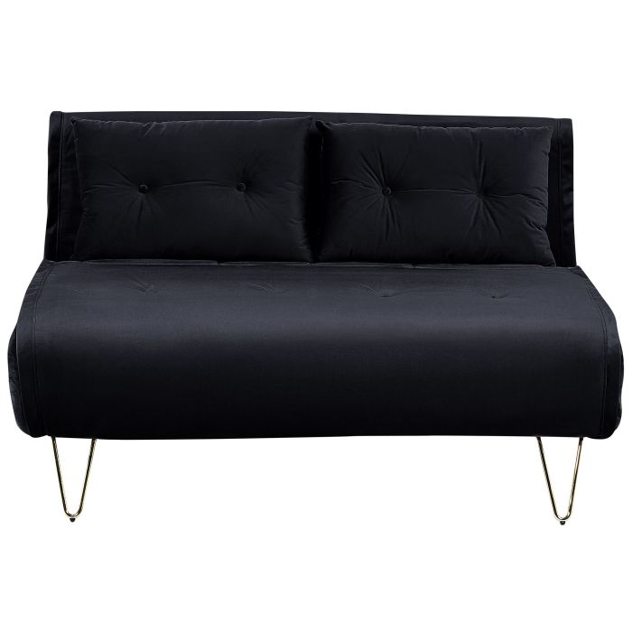 2 Seater Velvet Sofa Bed Black VESTFOLD