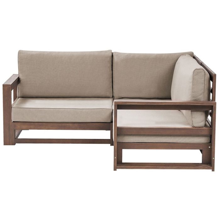 2 Seater Certified Acacia Wood Garden Corner Sofa Dark TIMOR II