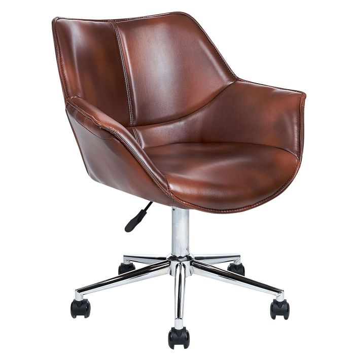 Faux Leather Desk Chair Brown NEWDALE