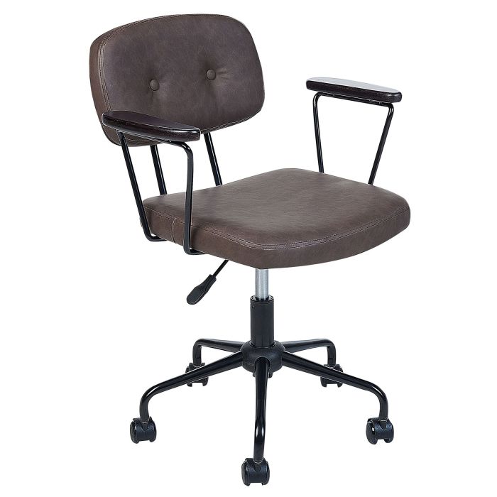 Faux Leather Desk Chair Dark Brown ALGERITA
