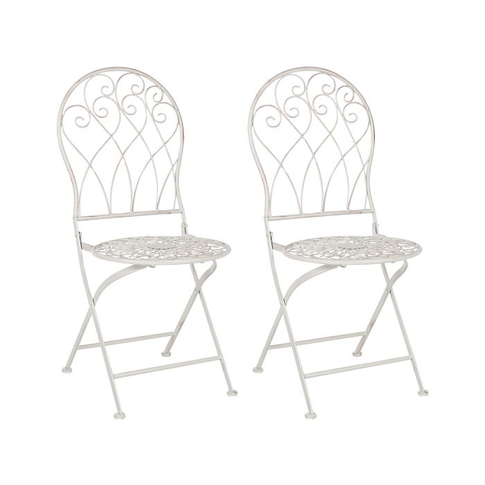 Set of 2 Metal Garden Chairs Off-White STIFFE