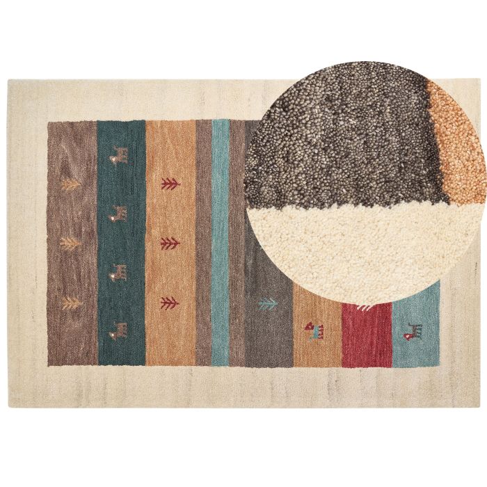 Wool Gabbeh Area Rug 160x230cm Multicolour