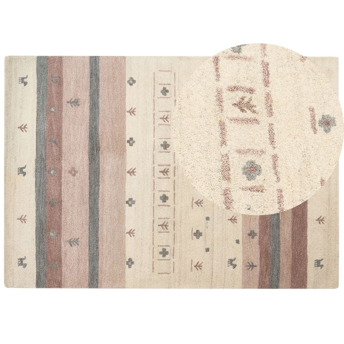 Wool Gabbeh Area Rug 160x230cm Beige and Brown