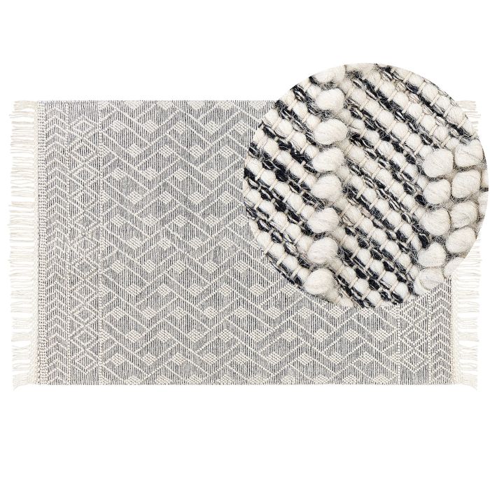 Wool Area Rug 160x230cm Black and White