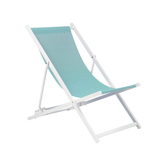 Folding Deck Chair Turquoise and White LOCRI II