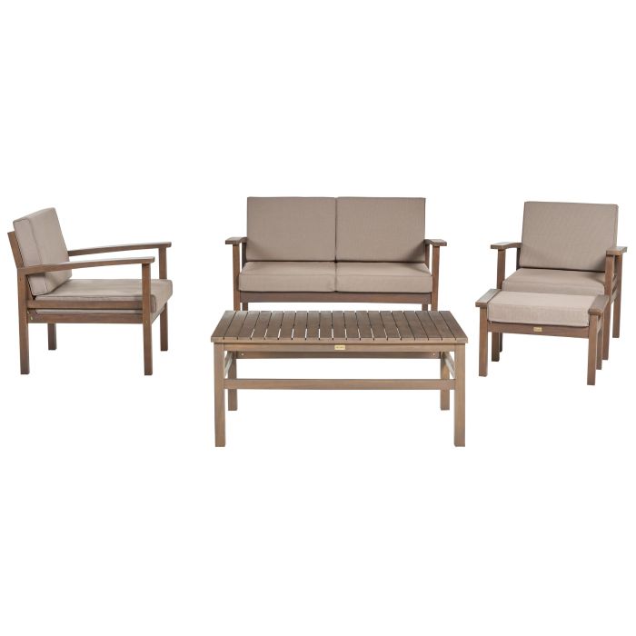 4 Seater Acacia Wood Garden Lounge Set Dark MANILA