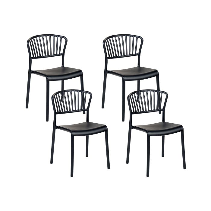 Set of 4 Plastic Dining Chairs Black GELA