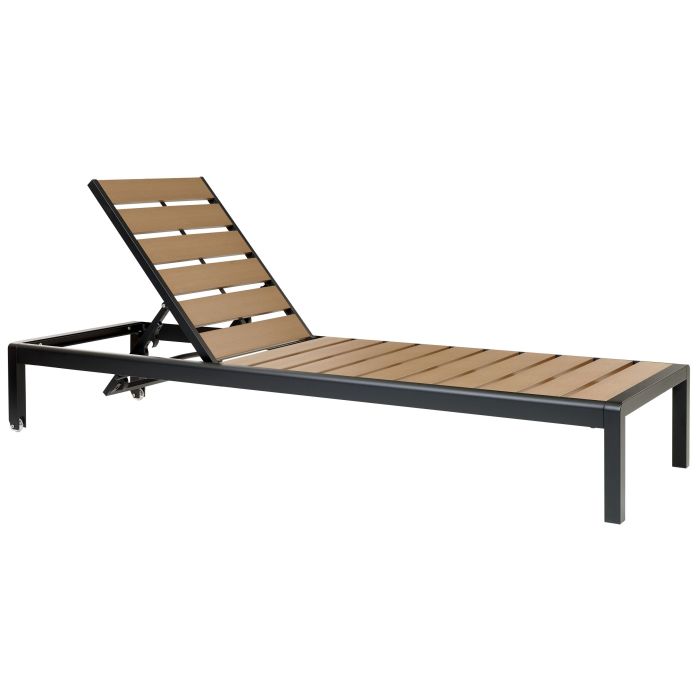 Aluminium Reclining Sun Lounger Light Wood and Black NARDO