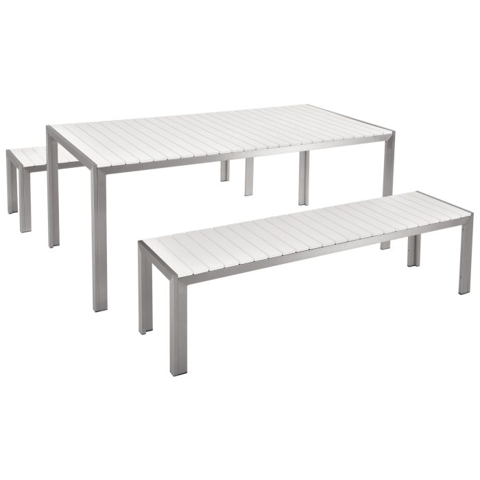 6 Seater Aluminium Garden Dining Set White NARDO