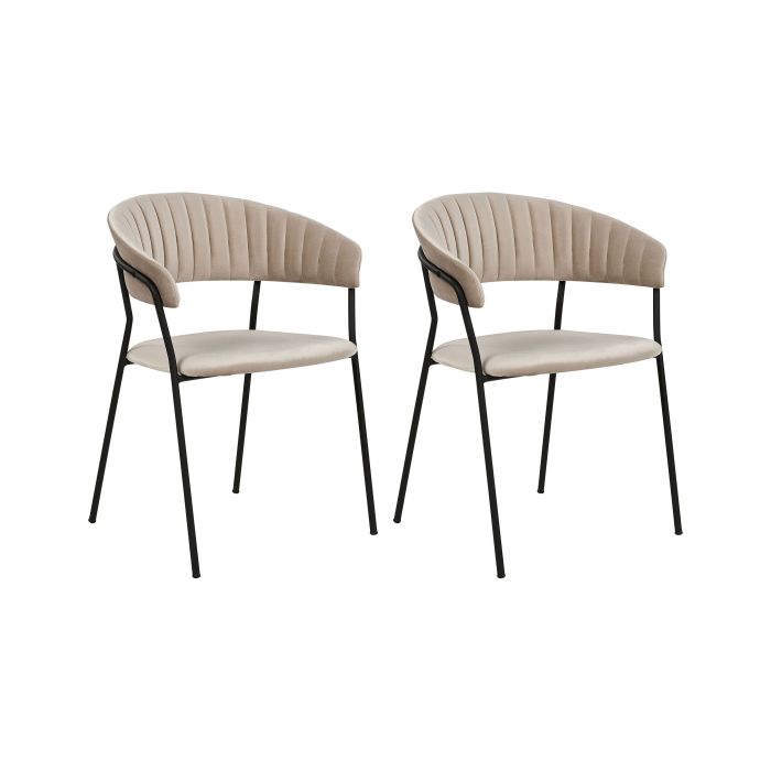 Set of 2 Velvet Dining Chairs Taupe MARIPOSA