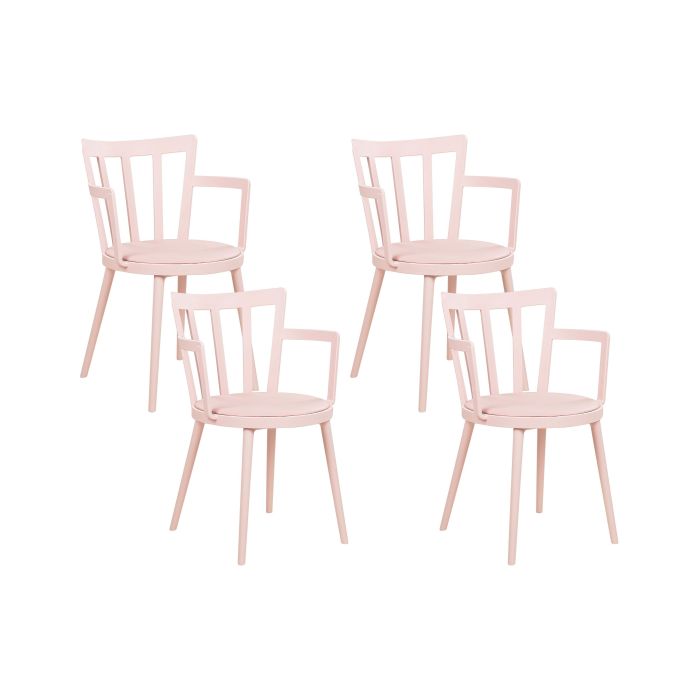 Set of 4 Plastic Dining Chairs Pink MORILL