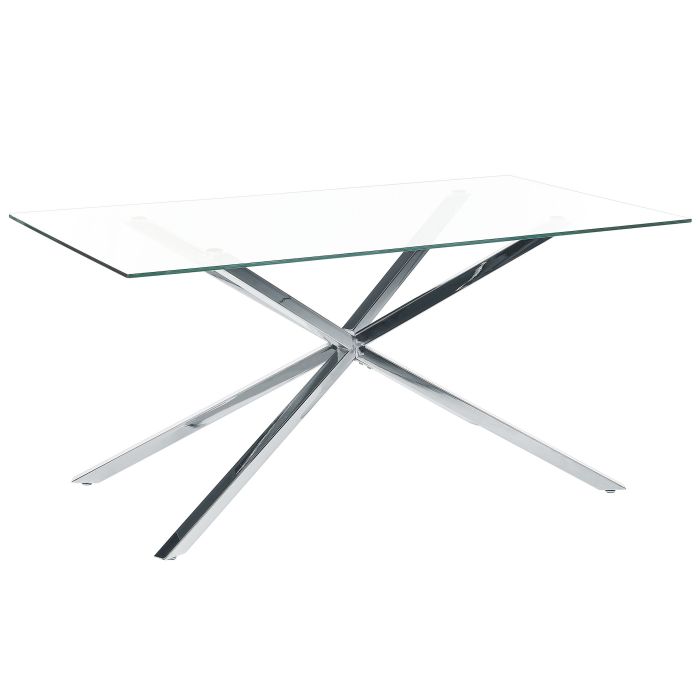 Glass Top Dining Table 160 x 90 cm Silver CORA
