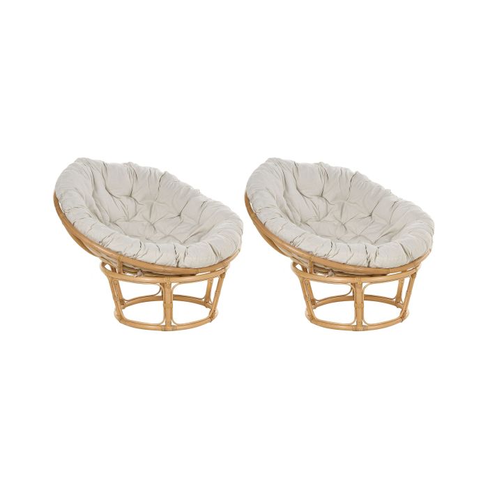 Set of 2 Rattan Chairs Natural and Light Beige SALVO