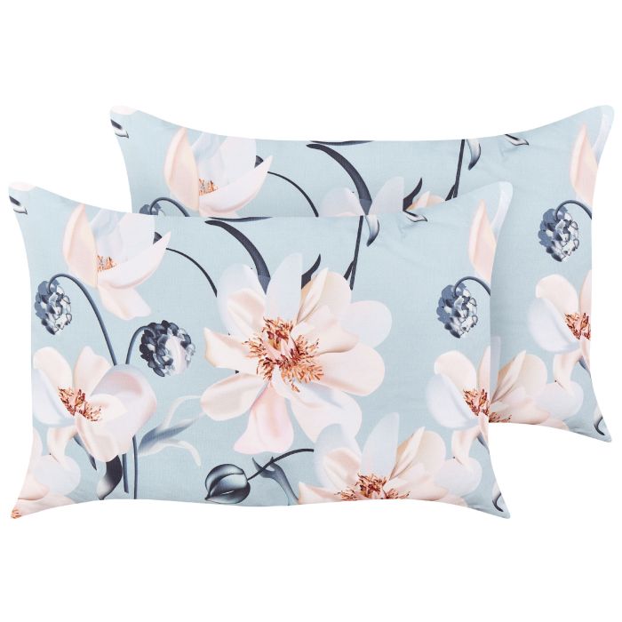 Set of 2 Outdoor Cushions Floral Pattern 40 x 60 cm Blue APRICALE