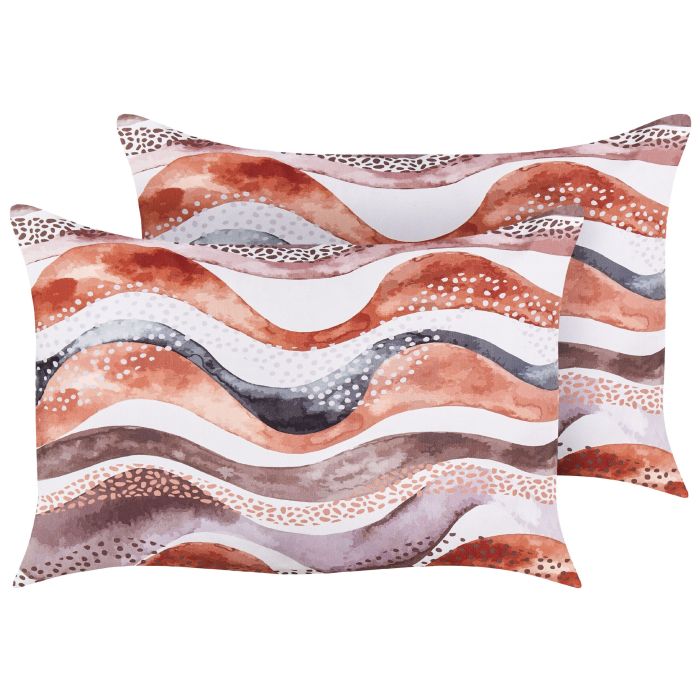 Set of 2 Outdoor Cushions Abstract Pattern 40 x 60 cm Brown SEBORGA