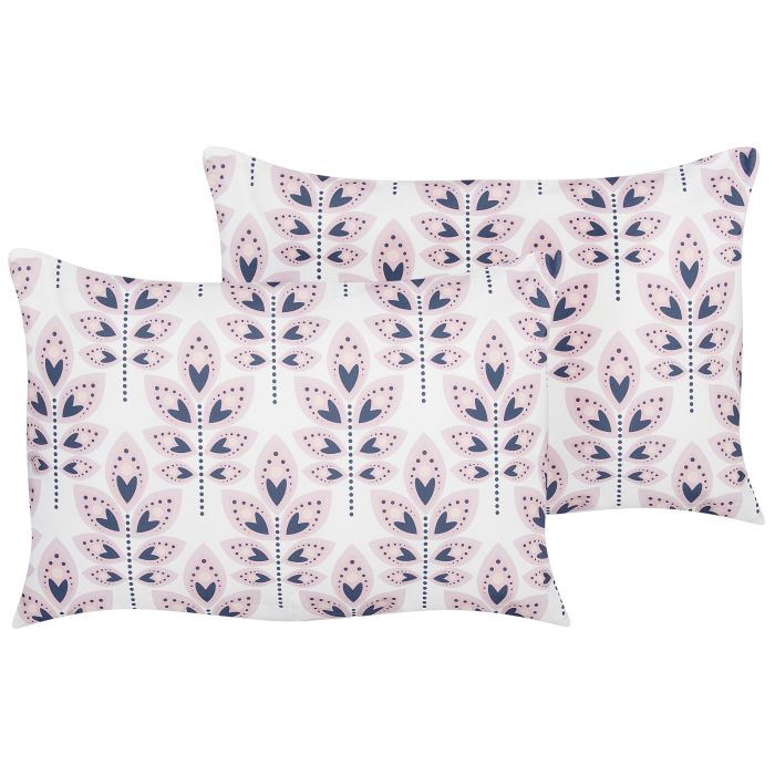 Set of 2 Outdoor Cushions Leaf Motif 40 x 60 cm Beige TORRETTA