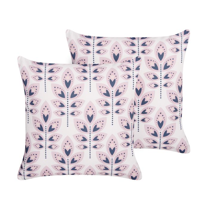 Set of 2 Outdoor Cushions Leaf Motif 45 x 45 cm Beige TORRETTA