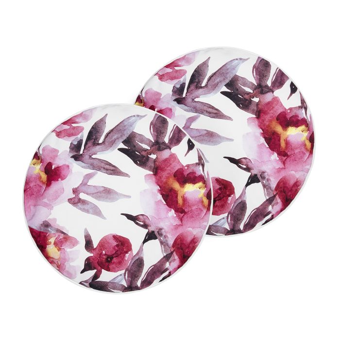 Set of 2 Outdoor Cushions Floral Pattern ⌀ 40 cm White and Pink LANROSSO