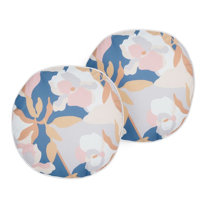 Set of 2 Outdoor Cushions Floral Pattern ⌀ 40 cm Multicolour VEREZZI