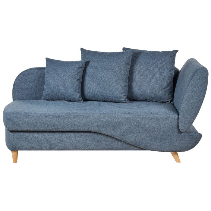 Right Hand Fabric Chaise Lounge with Storage Blue MERI II