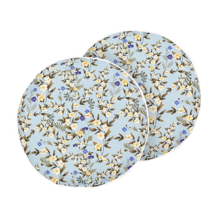 Set of 2 Outdoor Cushions Floral Motif ⌀ 40 cm Blue VALLORIA
