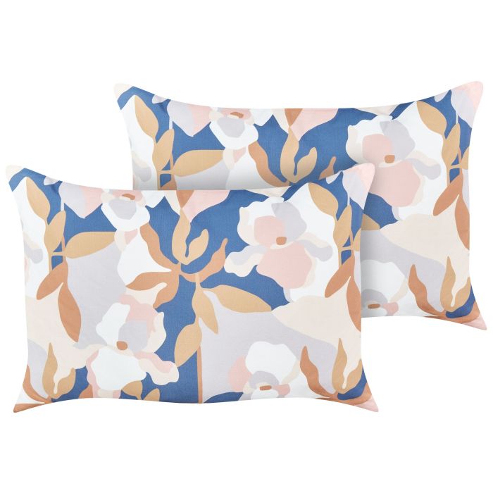 Set of 2 Outdoor Cushions Floral Pattern 40 x 60 cm Multicolour VEREZZI